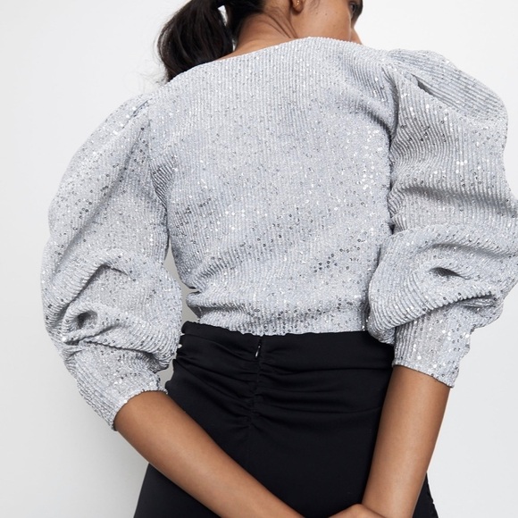 ZARA V-neck Sequin Top BNWT - Picture 6 of 7